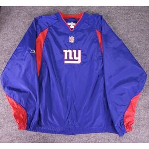New York Giants Jacket Mens XL Blue Red NFL Football Reebok Pullover Windbreaker